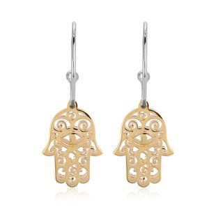 Vanbelle Sterling Silver Jewelry Light Weight Hamsa Half Hoop Earrings